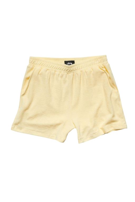 Stussy Womens Copyright Looped Terry Short Leisure Sets Yellow - QEIMN2587